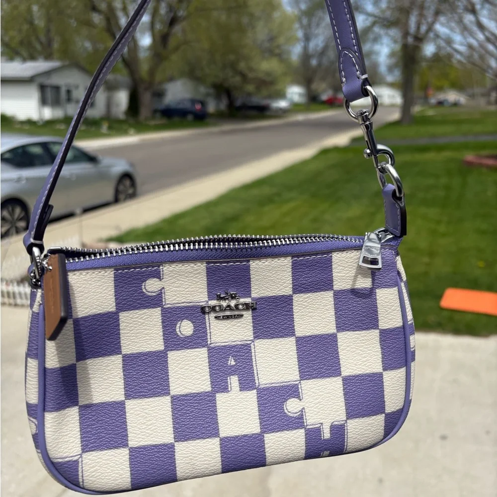 Coach Purple and White Checkered Women's Bag - Picture 1 of 6